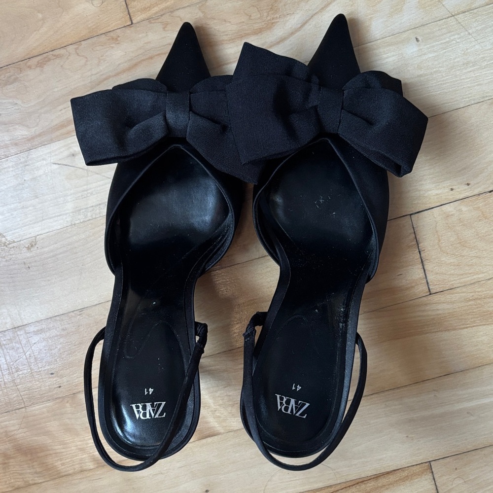 Zara Elegant Black Slingback Heels